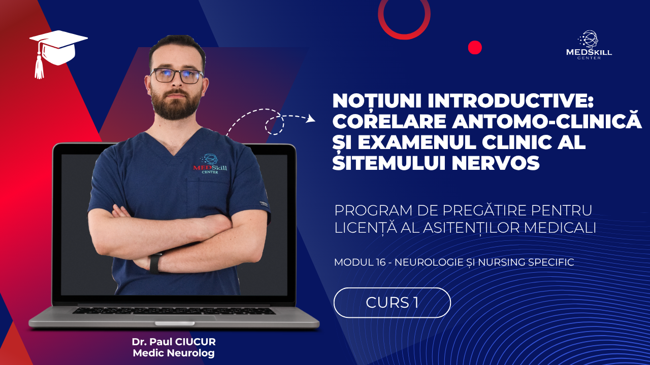 Curs – NOȚIUNI INTRODUCTIVE: CORELARE ANATOMO-CLINICĂ ȘI EXAMENUL CLINIC AL SISTEMULUI NERVOS – Modul 16 – Program AMG